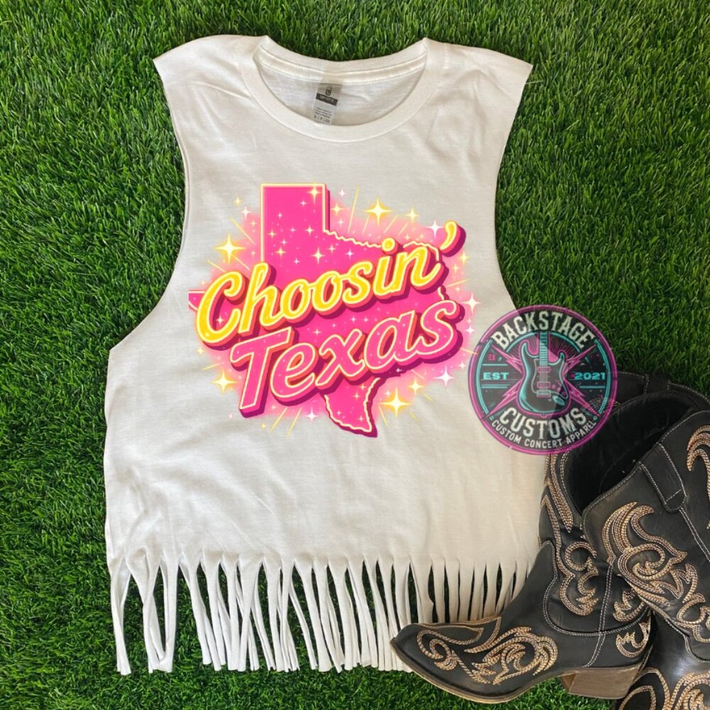 Choosin' Texas Fringe Muscle Tank
